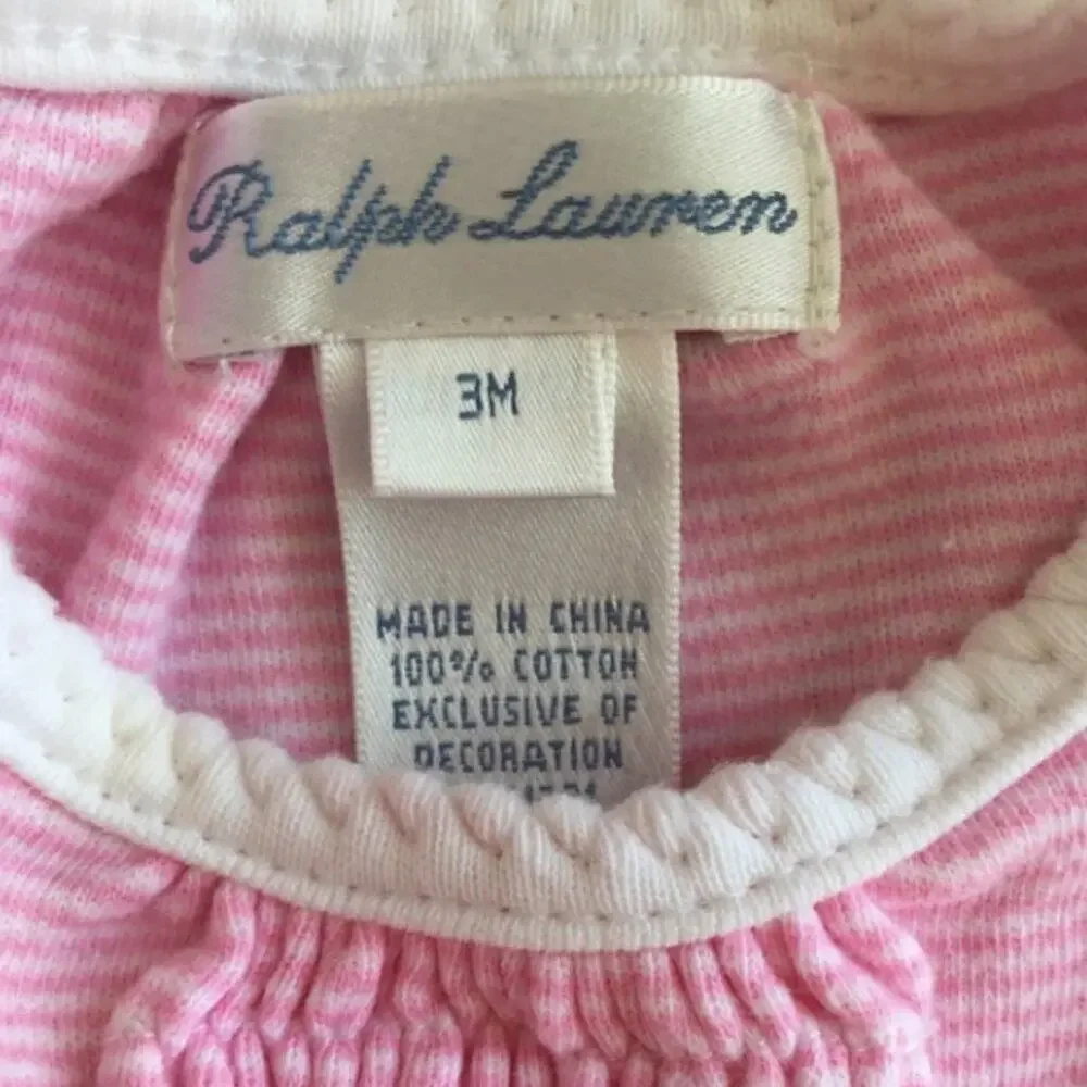 Ralph Lauren Pink & White Stripe Romper 3 Months